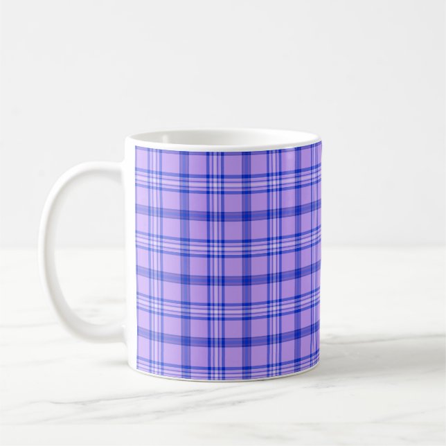 Taza De Café Purple Blue Plaid Classic Pattern Bright (Izquierda)