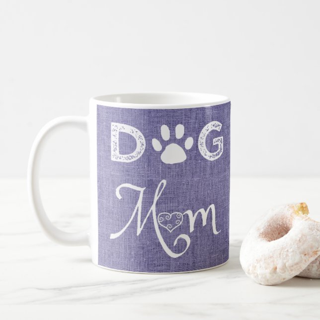 Taza De Café Purple Burlap Dog Mom Coffee Mug (Con donut)