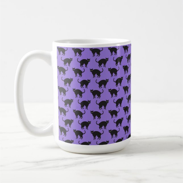 TAZA DE CAFÉ PURPLE CON GATOS HALLOWEES NEGROS (Izquierda)