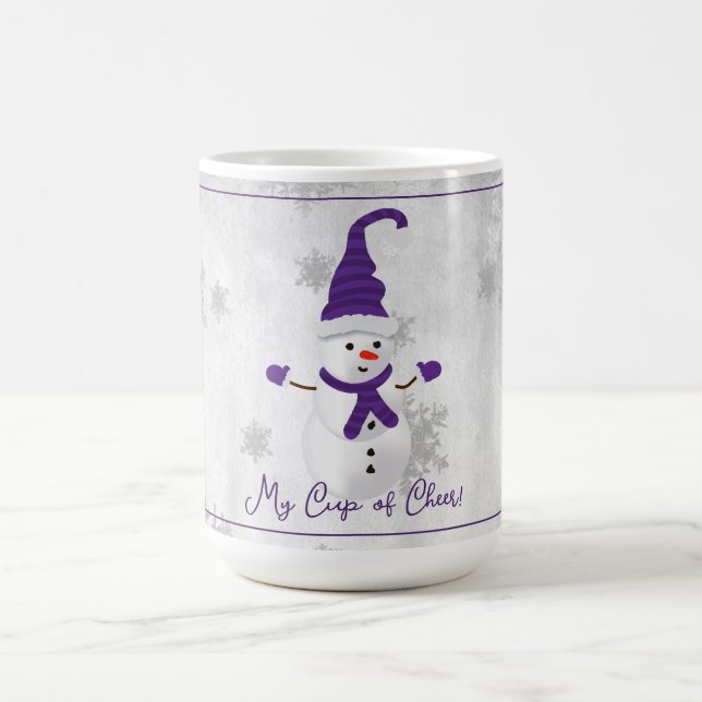 Taza De Café Purple Cute Snowman Holiday Mug (Centro)