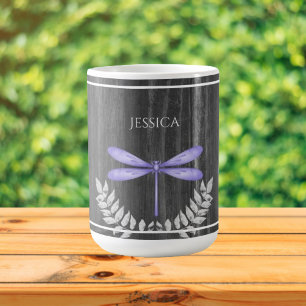 Taza De Café Purple Dragonfly Rústico Personalizado Café Mug
