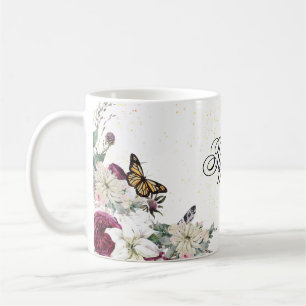 Taza De Café purple Floral bouquet in the blooming garden