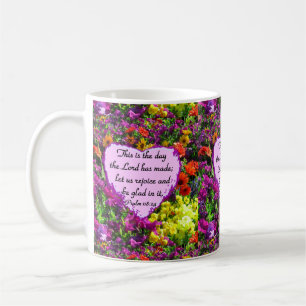 TAZA DE CAFÉ PURPLE FLORAL PSALM 118:24 DISEÑO DE FOTOS