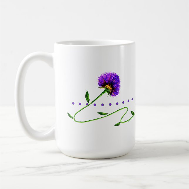 Taza De Café Purple Flower On A Vine (Izquierda)