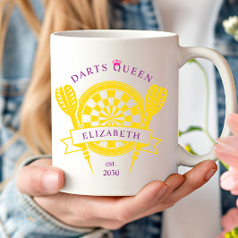 Taza De Café Purple Gold Custom Name Darts Queen Coffee Mug