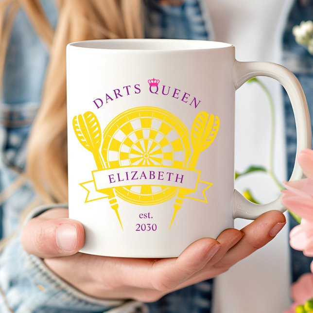 Taza De Café Purple Gold Custom Name Darts Queen Coffee Mug (Subido por el creador)