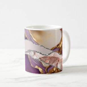 Taza De Café Purple Gold Luxury Elegant Diseño Textura Líquida
