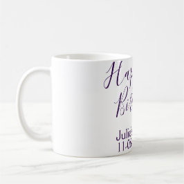Taza De Café Purple happy 21st cumpleaños fecha Keychain