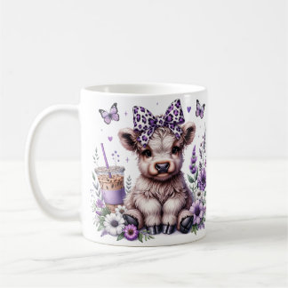 Taza De Café Purple Highland Cow Mug
