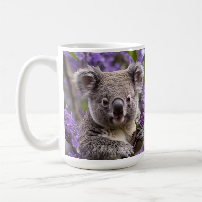 Taza De Café Purple Jacaranda Koala Bear, (Izquierda)
