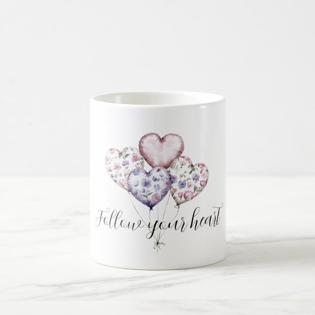 Taza De Café Purple Lavender Pink Floral Heart Balloons (Centro)