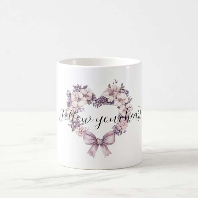 Taza De Café Purple Lavender Pink Floral Heart Wreath (Centro)