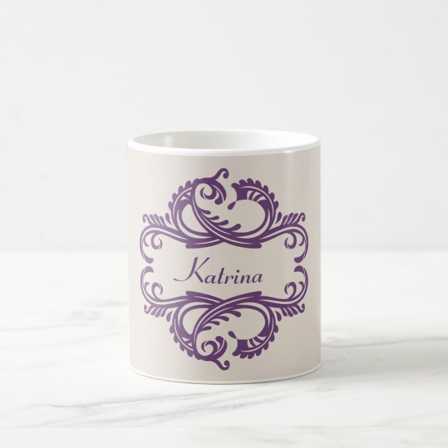 Taza De Café Purple Moda Damask Mug (Centro)