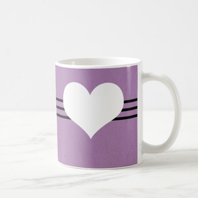 Taza De Café Purple Modern Heart Mug (Derecha)