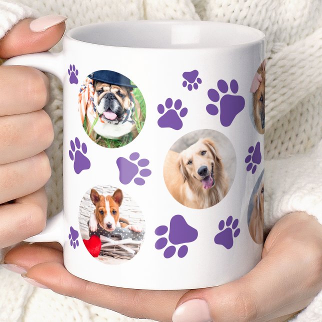 Taza De Café Purple Pawprint 8 Mascota Collage de fotos de perr (Subido por el creador)