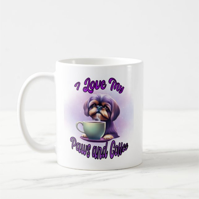 Taza De Café Purple Shih Tzu: Me encantan mis patas y mi café (Izquierda)