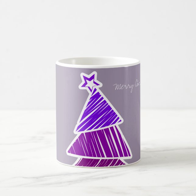 Taza De Café Purple Sketchy Christmas Tree Mug (Centro)