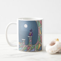 Purple Tiki Bird luna llena Café Mug