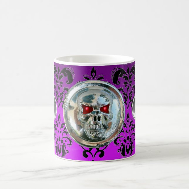 Taza De Café PURPLE VIOLET BLACK DAMASK , Ametista (Centro)