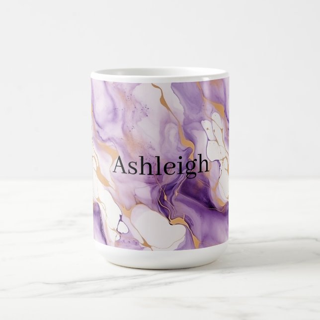 Taza De Café Purple White Gold Abstract (Centro)