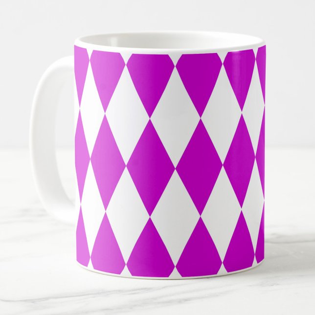 Taza De Café Purple White Harlequin Diamonds Checkers Design  (Subido por el creador)