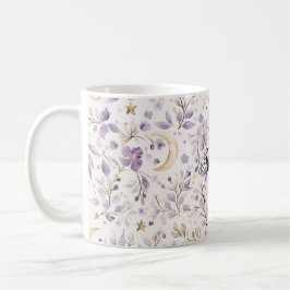 Taza De Café Purple White Moons & Stars Floral