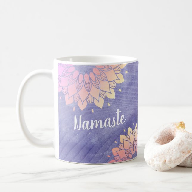 Taza De Café Purple Yoga Instructor Rose Gold Mandala (Con donut)