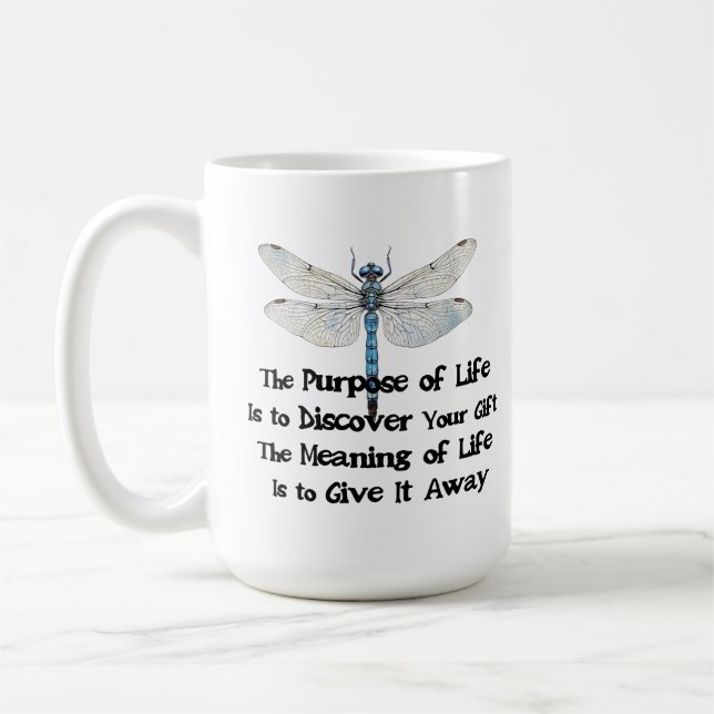 Taza De Café Purpose of life quote talent mission dragonfly bug (Izquierda)
