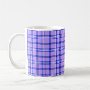Taza De Café Púrpura Azul Cuadros Patrón Clásico Brillante
