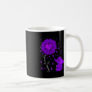 Taza De Café Púrpura Cinta Daisy Flor Elefante Sobredosis Consc