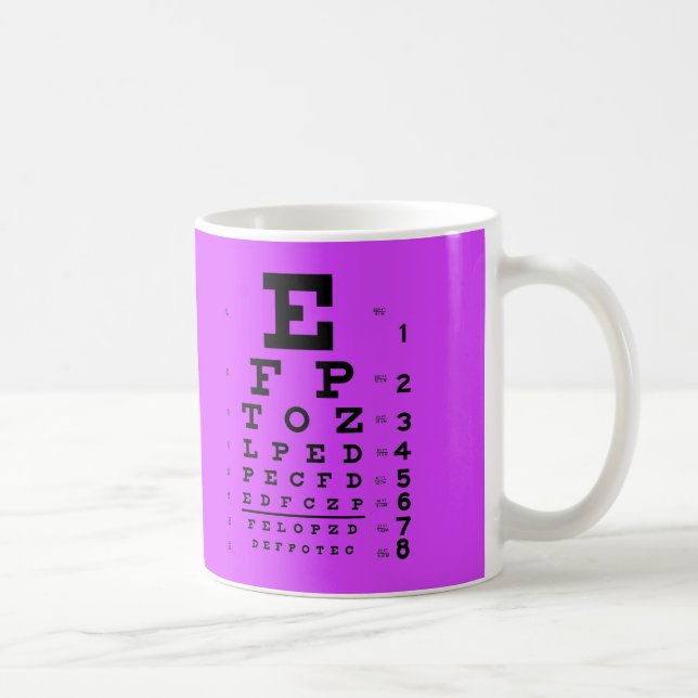 Taza De Café Púrpura de la carta de ojo de la oftalmología (Derecha)