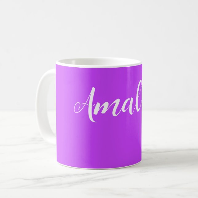 Taza De Café púrpura de neón brillante fluorescente sólido (Anverso izquierdo)