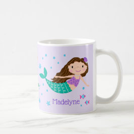 Taza De Café Púrpura de Sirena Cuta Personalizada