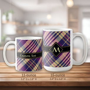 Taza De Café Púrpura, dorada y azul Tartán