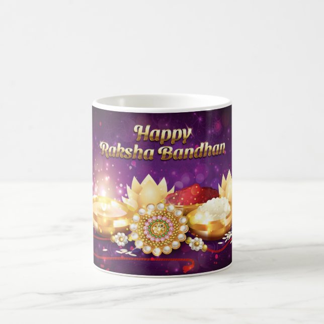 Taza De Café Púrpura Feliz Raksha Bandhan Sparkle (Centro)