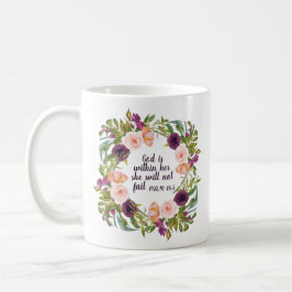 Taza De Café Púrpura Floral Cristiana Biblia Verso
