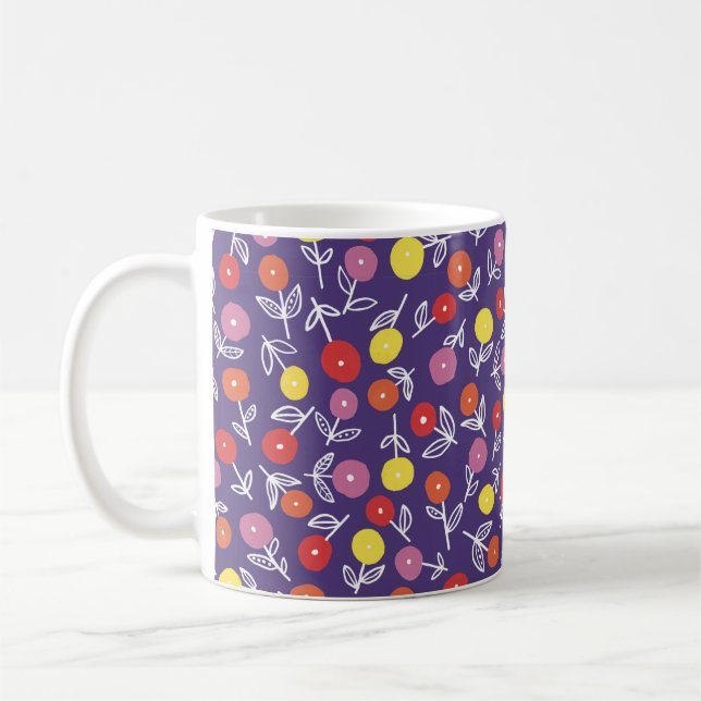 Taza De Café Púrpura Floral Ditsy (Izquierda)