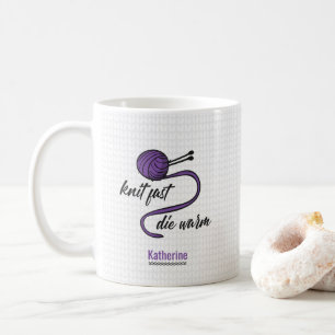 Taza De Café Púrpura Knit Fast, Muere Cálido