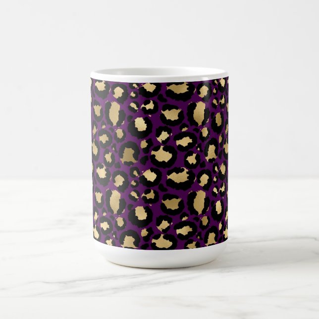 Taza De Café Púrpura leopardo/cheetah animal impresión tazón ca (Centro)