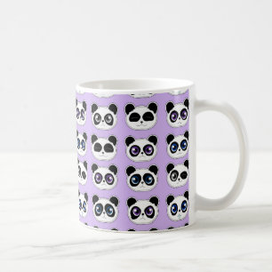 Taza De Café Púrpura linda de la expresión de la panda
