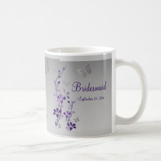 Taza De Café Púrpura, mariposas plateadas, mariposa floral