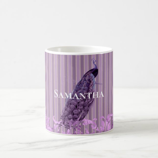 Taza De Café Púrpura moda Estancas Peacock (Centro)