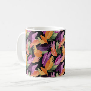 Taza De Café Púrpura Naranja Verde Amarillo Abstracto
