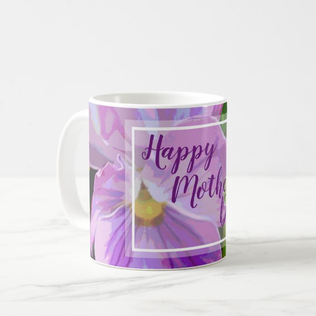 Taza De Café Púrpura Pansy Floral (Anverso izquierdo)