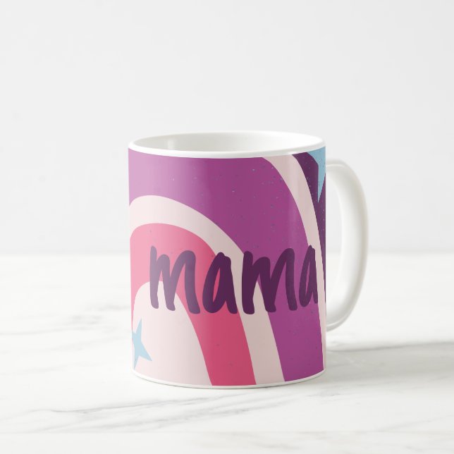 Taza De Café Púrpura rosa bohemio arco iris mamá personalizada (Anverso derecho)