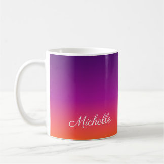 Taza De Café Púrpura, rosa y gradiente naranja