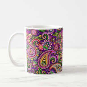 Taza De Café Púrpura, rosa y verde