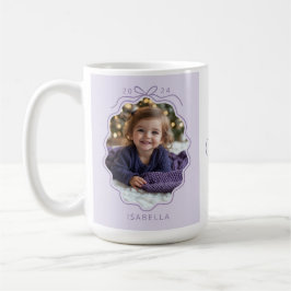 Taza De Café Púrpura simple foto de barro Feliz Navidad