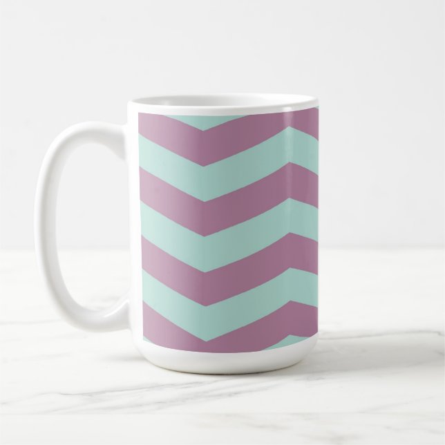 Taza De Café Púrpura/taza de Chevron de la aguamarina (Izquierda)