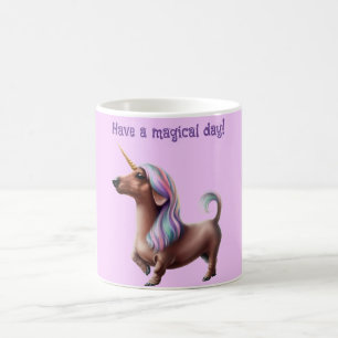 Taza De Café Púrpura Unicornio Dachshund
